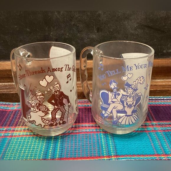 Vintage Hazel Atlas 1950s Song Mug Series Two Beer Drink Mugs Music Lyrics - Picture 1 of 8